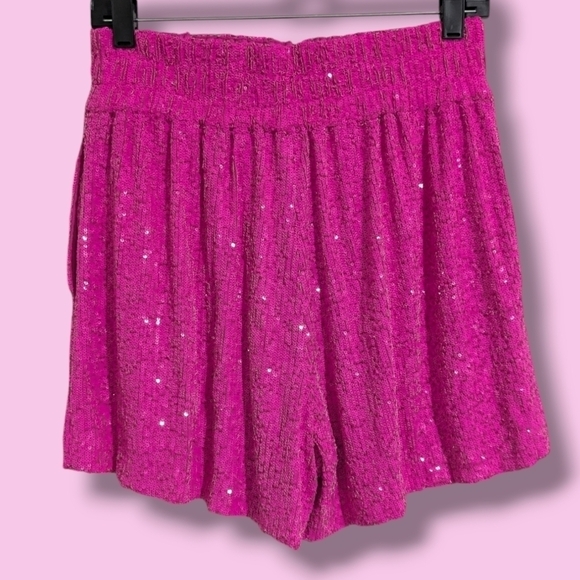 Generation Love Hot Pink High Rise Elise Sequins Shorts Sparkly Barbie Party - Picture 3 of 10